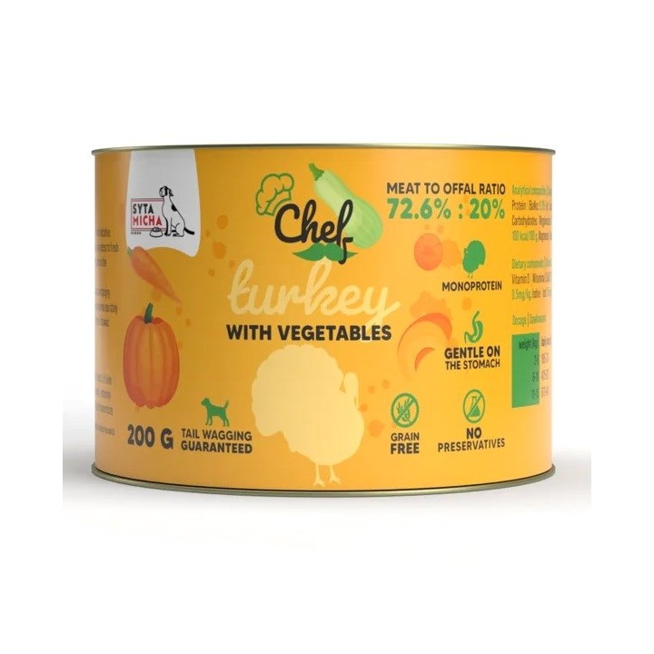SYTA MICHA Chef Tacchino con verdure Mono - cibo umido per cani - 200g