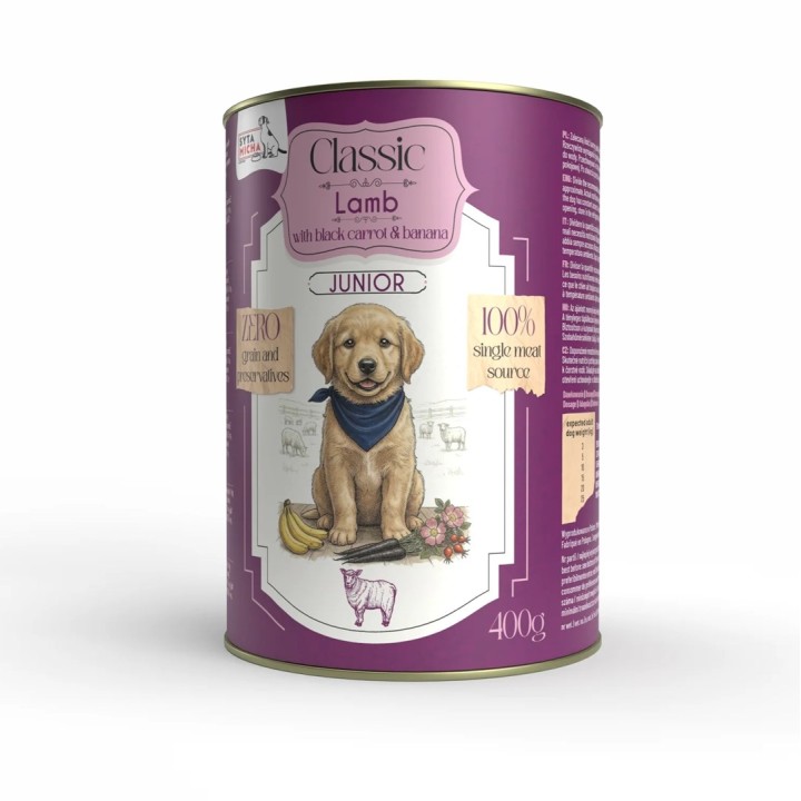 SYTA MICHA Classic Mono Junior Agnello con carote nere - cibo umido per cani - 400g