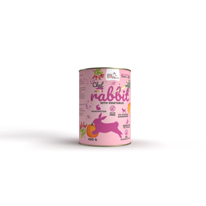 SYTA MICHA Coniglio con verdure per cucciolo - cibo umido per cani - 400g