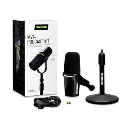 Shure MV7+-K-BNDL - microfono da lectern/vocale con connettore XLR/USB-C nero + supporto da tavolo GATOR