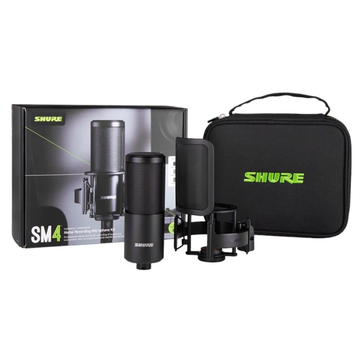 Shure SM4-K-KIT - microfono a condensatore polarizzato esternamente con asta e filtro anti-pop con custodia