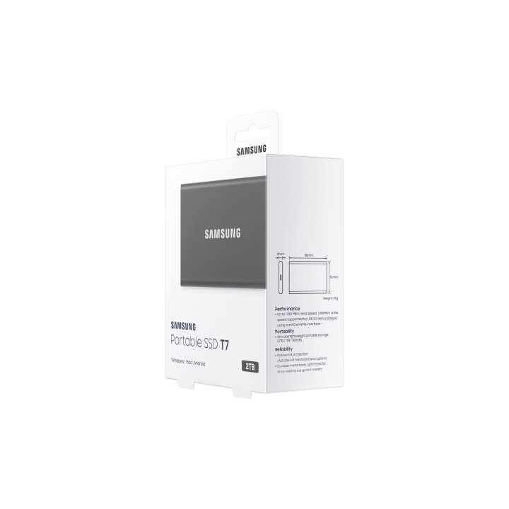 Samsung SSD portatile T7 2 TB USB Type-C 3.2 Gen 2 (3.1 Gen 2) grigio
