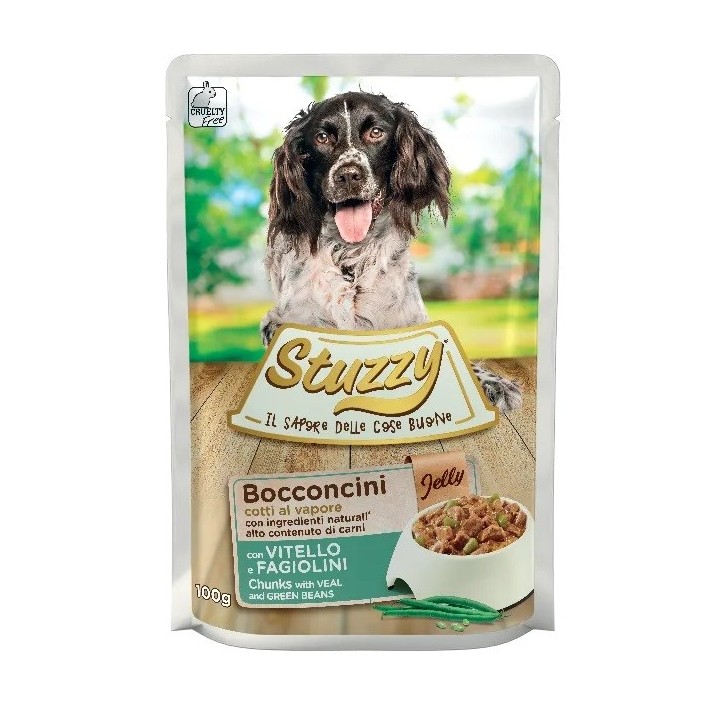 STUZZY Bocconi con vitello e fagiolini - cibo umido per cani - 100 g