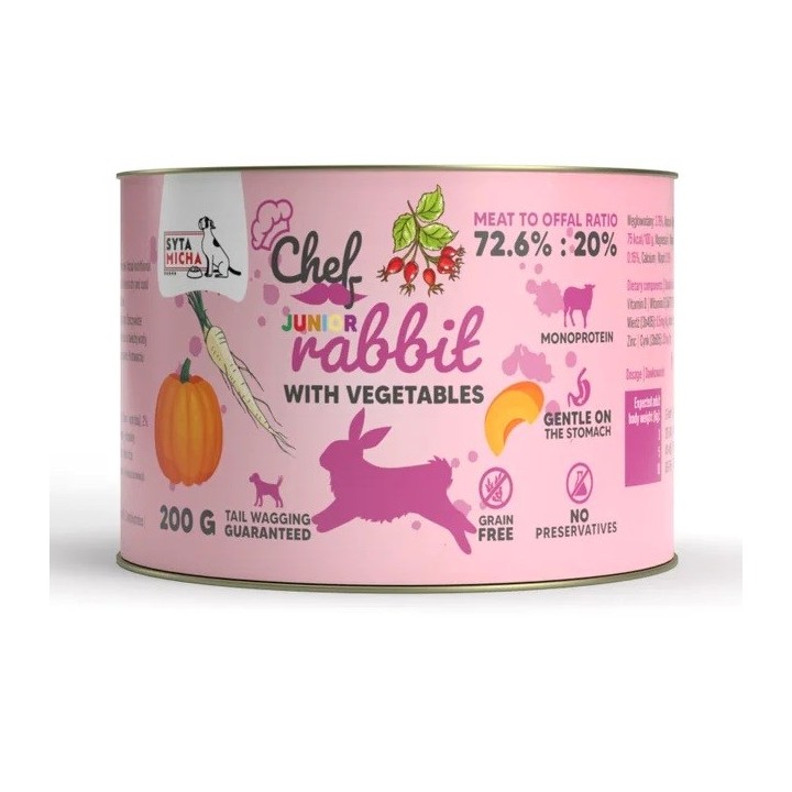 SYTA MICHA Chef Junior Coniglio con verdure Mono - cibo umido per cani - 200g