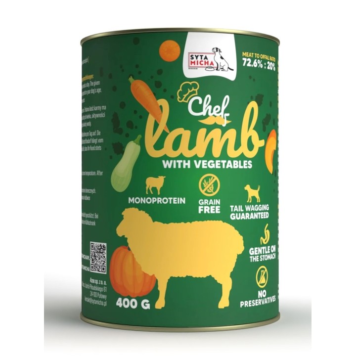SYTA MICHA Chef Agnello con verdure - cibo umido per cani - 400g