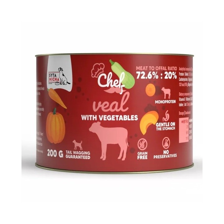 SYTA MICHA Chef Vitello con verdure Mono - cibo umido per cani - 200g