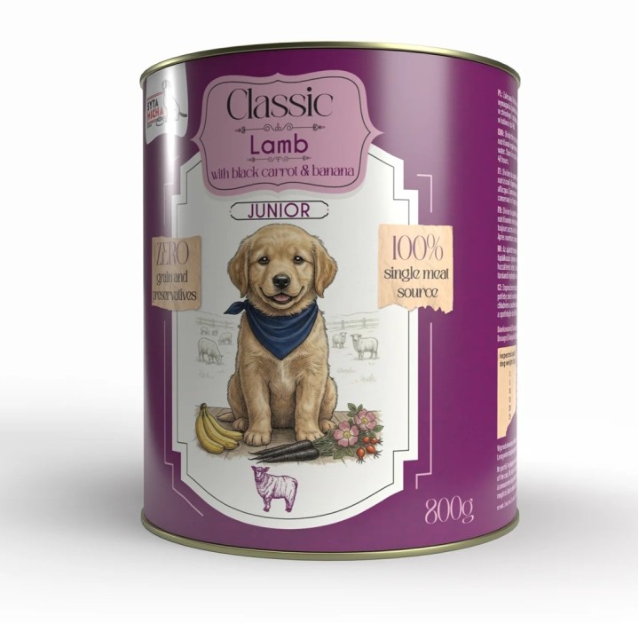 SYTA MICHA Classic Mono Junior Agnello con carote nere - cibo umido per cani - 800g