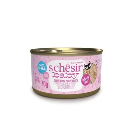 SCHESIR Pollo giovane con fegato in brodo - cibo umido per gattini - 70g
