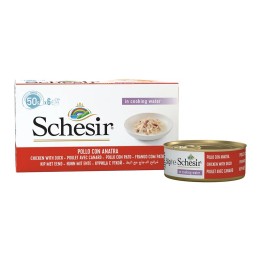 SCHESIR Filetti di pollo con anatra in brodo - cibo umido per gatti - 6x50g