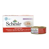 SCHESIR Filetti di pollo con anatra in brodo - cibo umido per gatti - 6x50g