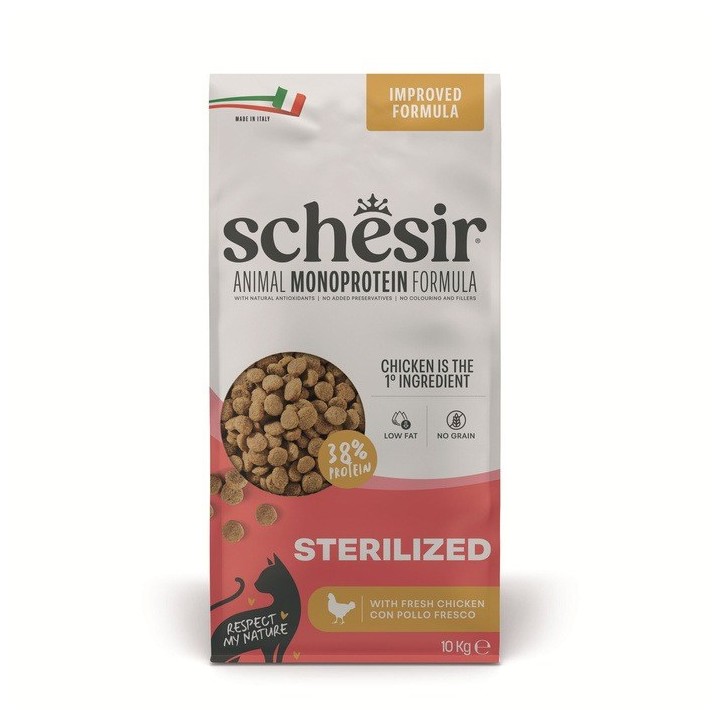SCHESIR Animal Mono Protein Formula Sterilized pollo – cibo secco per gatti – 10 kg