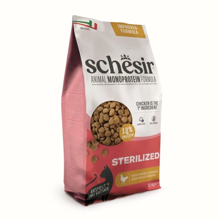SCHESIR Animal Mono Protein Formula Sterilized pollo – cibo secco per gatti – 10 kg