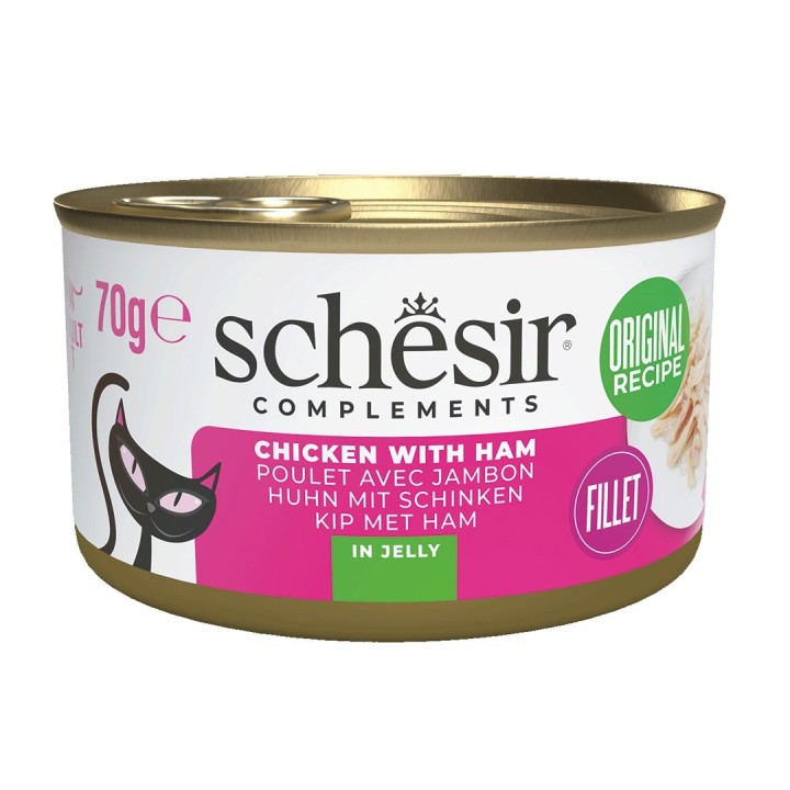 SCHESIR Pollo con prosciutto in gelatina - cibo umido per gatti - 70g