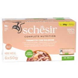 SCHESIR Tonno con salmone in gelatina - cibo umido per gatti - 6x50g