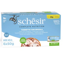 SCHESIR Tonno con branzino in gelatina - cibo umido per gatti - 6x50g
