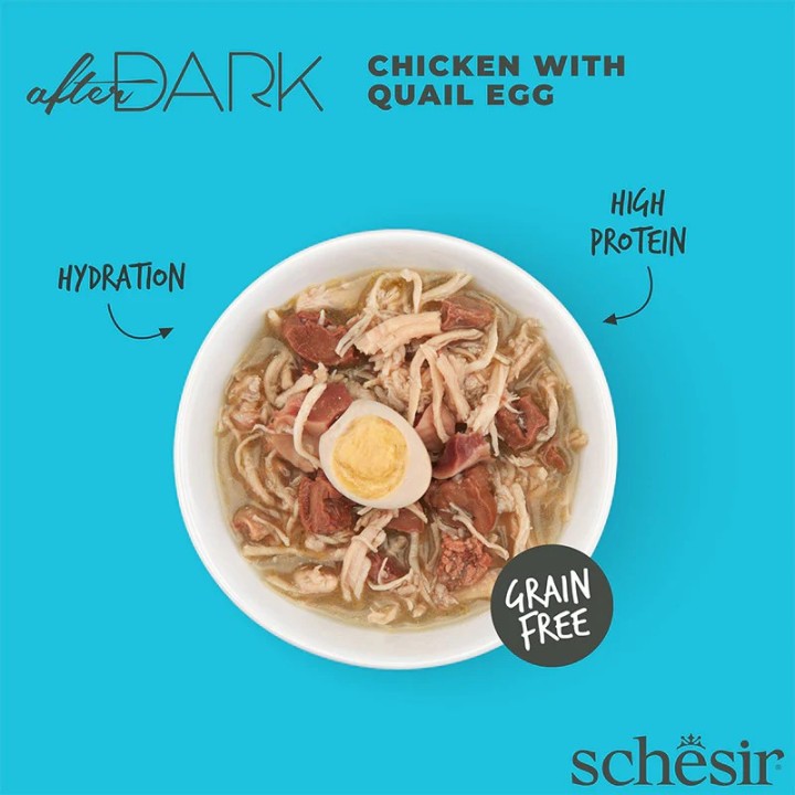 SCHESIR After Dark Petto di pollo con uovo di quaglia in brodo - cibo umido per gatti - 80g