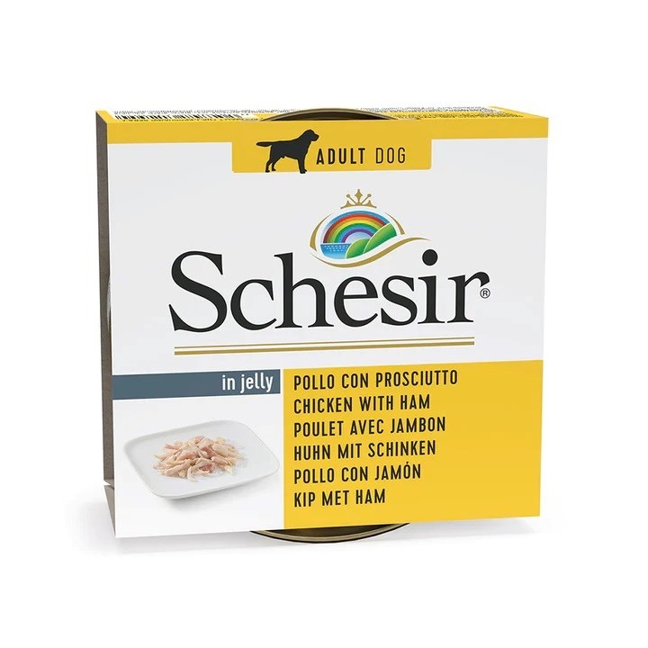 SCHESIR in gelatina Pollo con prosciutto - cibo umido per cani - 150 g
