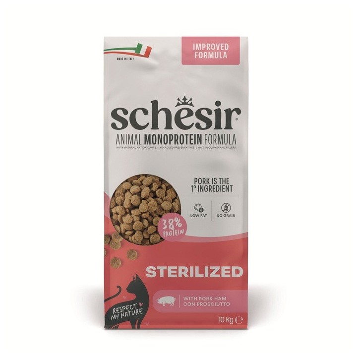 SCHESIR Animal Mono Protein Formula Sterilized prosciutto di maiale – cibo secco per gatti – 10 kg