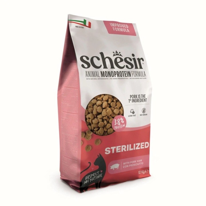 SCHESIR Animal Mono Protein Formula Sterilized prosciutto di maiale – cibo secco per gatti – 10 kg