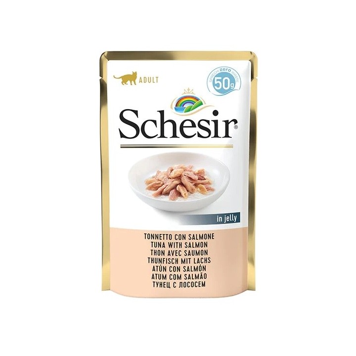 SCHESIR in gelatina Tonno con salmone - cibo umido per gatti - 50 g