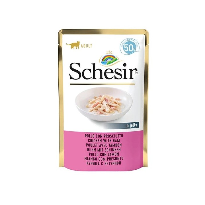 SCHESIR in gelatina Pollo con prosciutto - cibo umido per gatti - 50 g