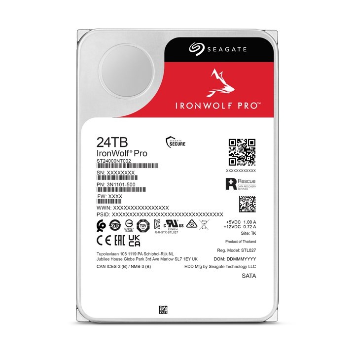 Seagate IronWolf Pro ST24000NT002 disco rigido interno 24 TB 7200 RPM 512 MB 3.5 Serial ATA III
