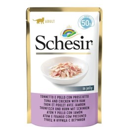SCHESIR in gelatina Tonno e pollo con prosciutto - cibo umido per gatti - 50 g