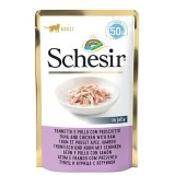 SCHESIR in gelatina Tonno e pollo con prosciutto - cibo umido per gatti - 50 g