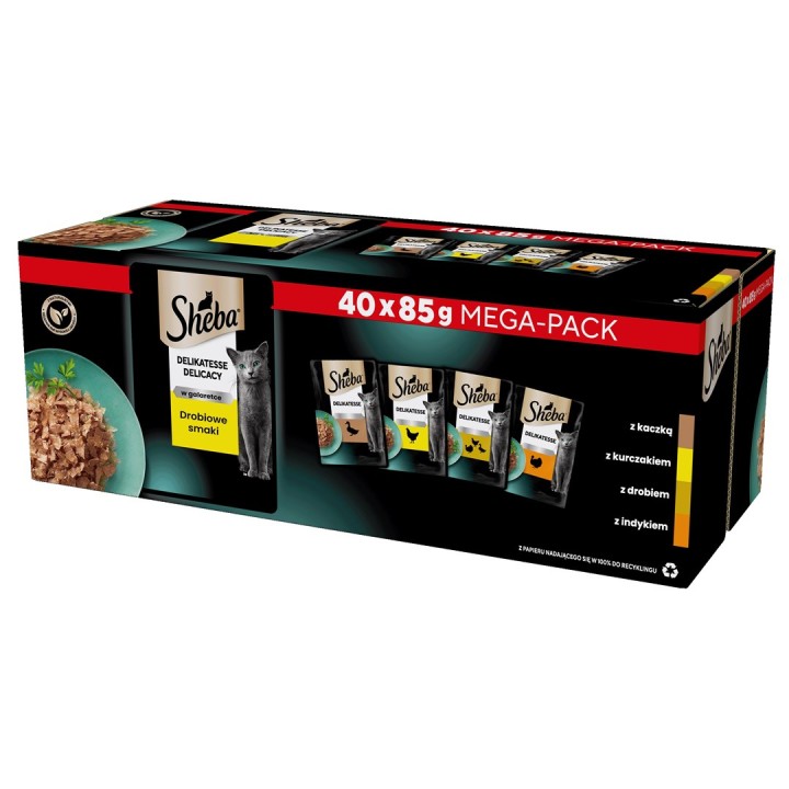 SHEBA Delicacy Frattaglie Sapori in gelatina - cibo umido per gatto - 40x85 g