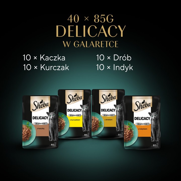 SHEBA Delicacy Frattaglie Sapori in gelatina - cibo umido per gatto - 40x85 g