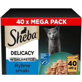 SHEBA Delicacy Aromi di Pesce in Gelatina - cibo umido per gatti – 40×85g