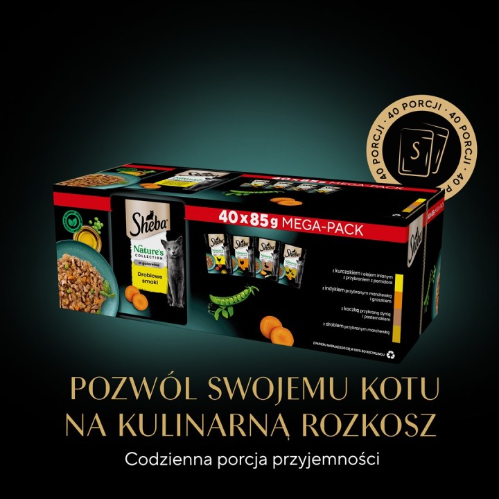 SHEBA Nature's Collection Aromi di Pollame in gelatina - cibo umido per gatti - 40 x 85g