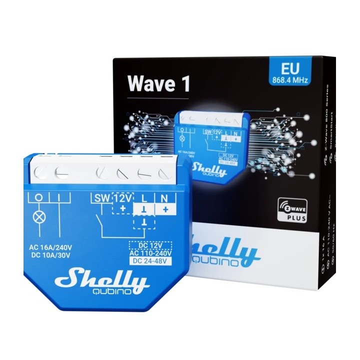 Shelly Qubino Wave 1 - controllore relay/Z-Wave da incasso a 1 canale 230 V