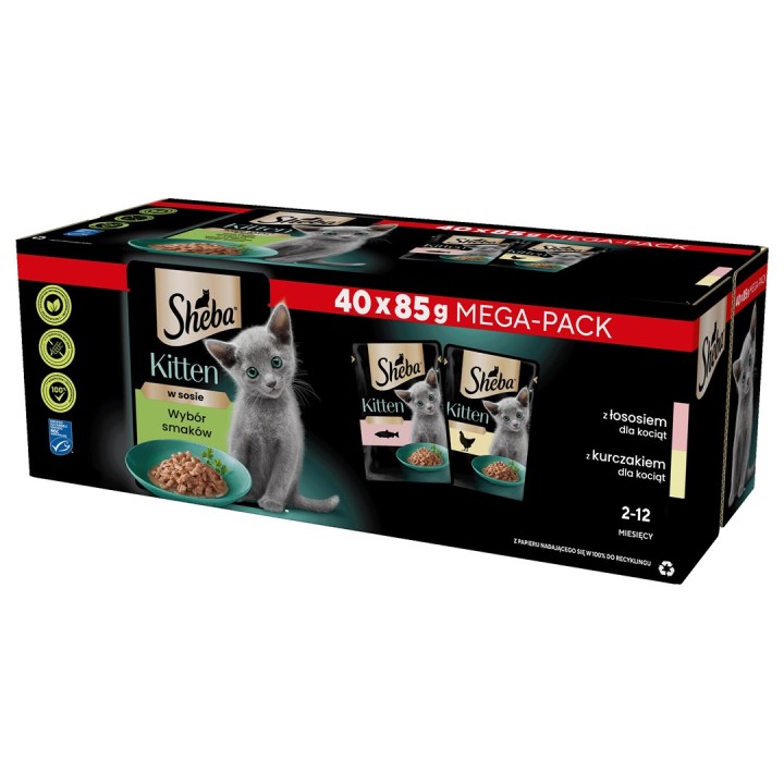 SHEBA Kitten Selezione di Aromi in Salsa - cibo umido per gatti - 40x85 g