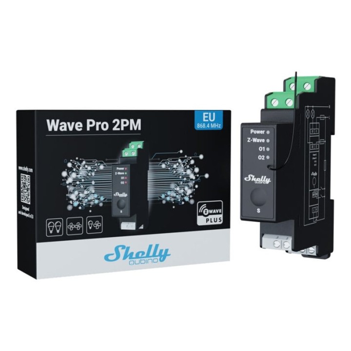 Shelly Qubino Wave Pro 2PM relè elettrico Nero