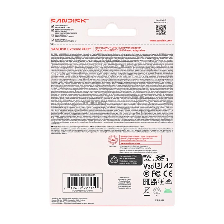SanDisk Extreme PRO microSD UHS-I 64 GB MicroSDHC