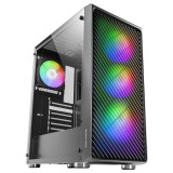 Mars Gaming MC-F nero case ATX gaming semitower finestra in vetro temperato frontale metal-mesh 4x 120mm ventole ARGB