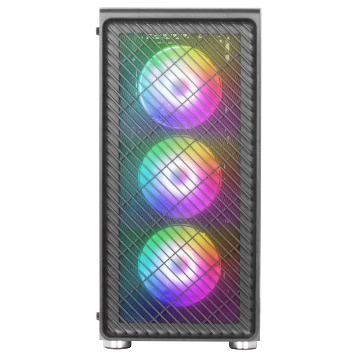 Mars Gaming MC-F nero case ATX gaming semitower finestra in vetro temperato frontale metal-mesh 4x 120mm ventole ARGB