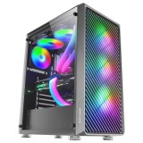 Mars Gaming MC-F nero case ATX gaming semitower finestra in vetro temperato frontale metal-mesh 4x 120mm ventole ARGB