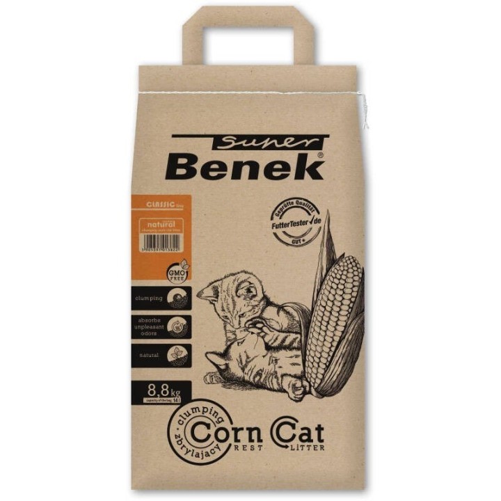 Certech Super Benek Corn Cat - Lettiera per gatti in mais agglomerante 14 l