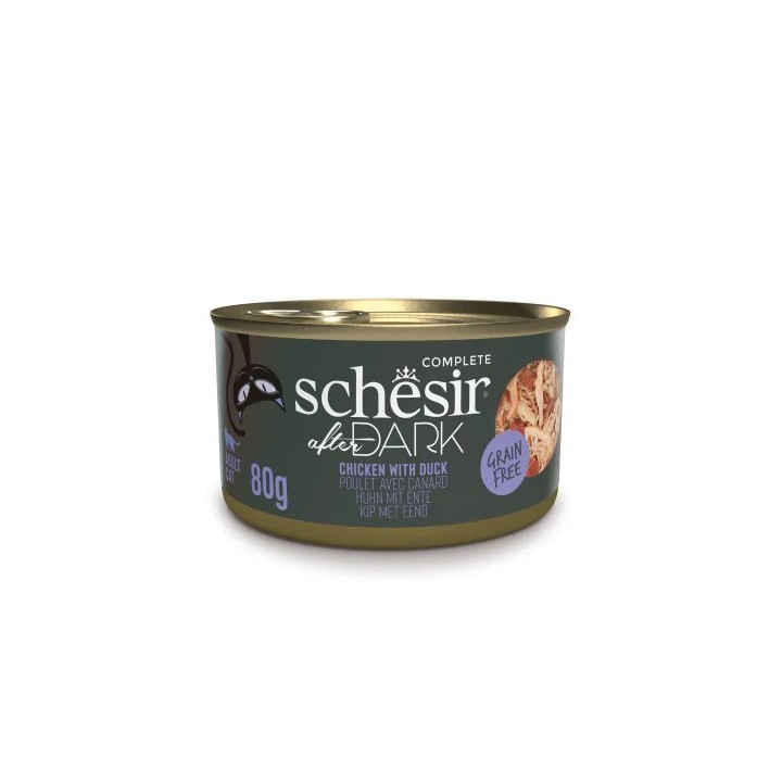 SCHESIR After Dark Filetto di pollo con anatra in brodo - cibo umido per gatti - 80g