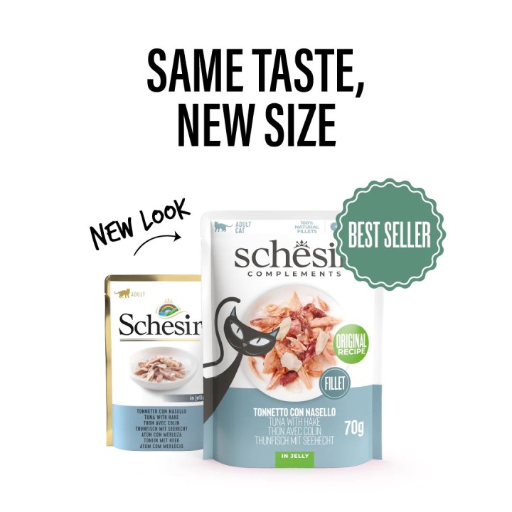 SCHESIR Tonno con nasello in gelatina - cibo umido per gatti - 70g