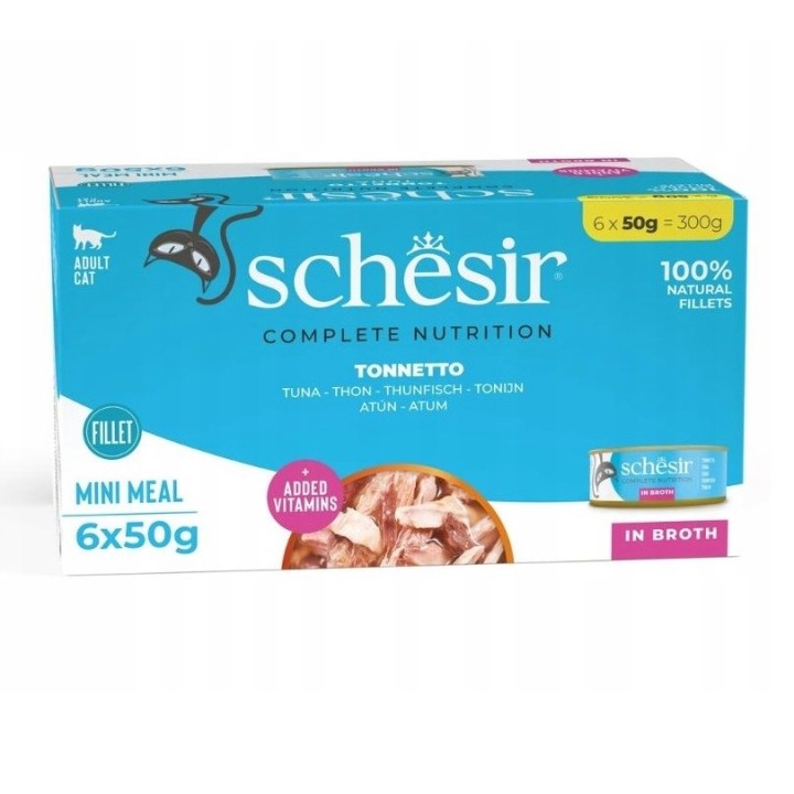 SCHESIR in brodo Tonno - cibo umido per gatti - 6 x 50 g