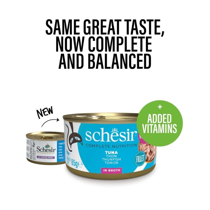 SCHESIR in brodo Tonno - cibo umido per gatti - 6 x 50 g