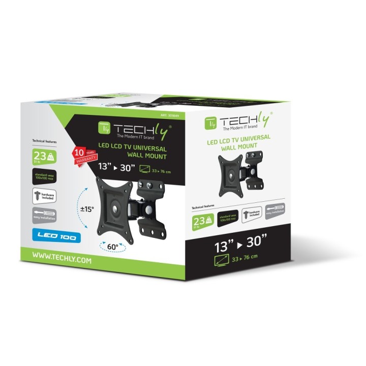 Techly 13-30 Supporto da parete per LED LCD TV movimento completo ICA-LCD 201BK