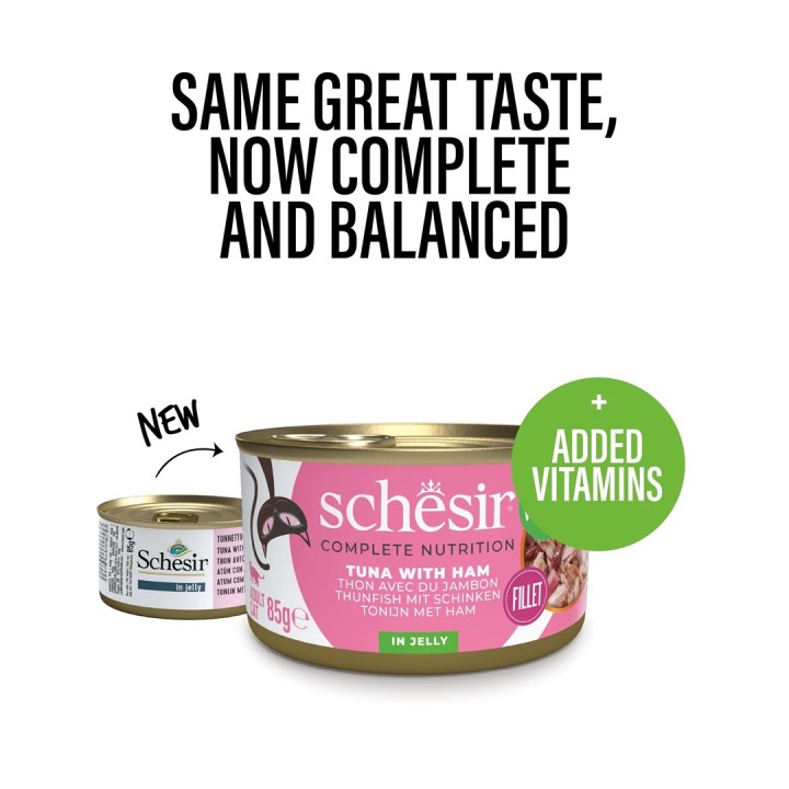 SCHESIR in gelatina Tonno con prosciutto - cibo umido per gatti - 85 g