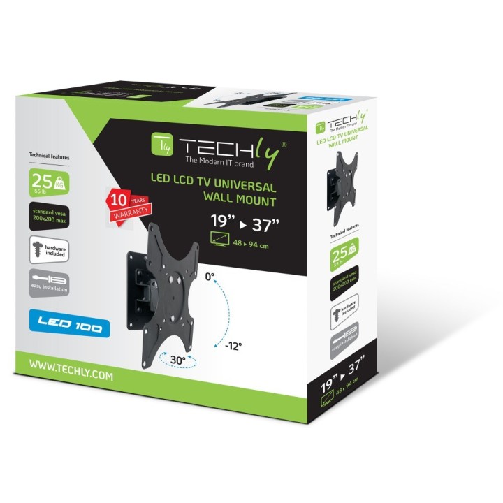 Techly 19-37 Supporto da parete per LED LCD TV inclinabile 1 girevole nero ICA-LCD 2900B