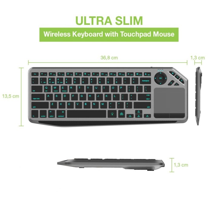 Techly ICTB9801TB Tastiera universale RF wireless + Bluetooth QWERTY US inglese nero