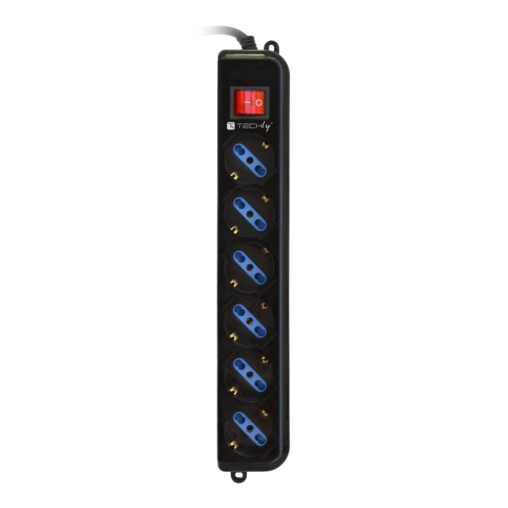 Techly Ciabatta 6 prese nero con spina VDE IUPS-PCP-6V