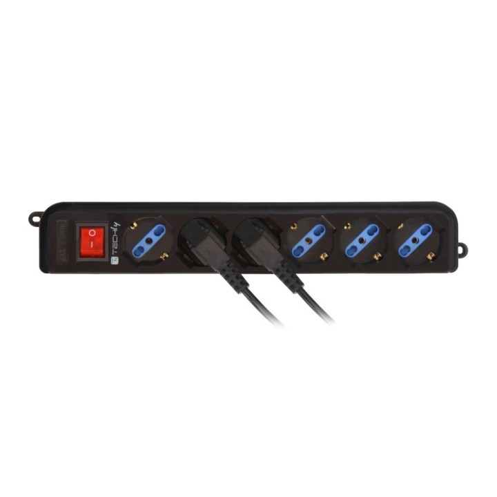 Techly Ciabatta 6 prese nero con spina VDE IUPS-PCP-6V